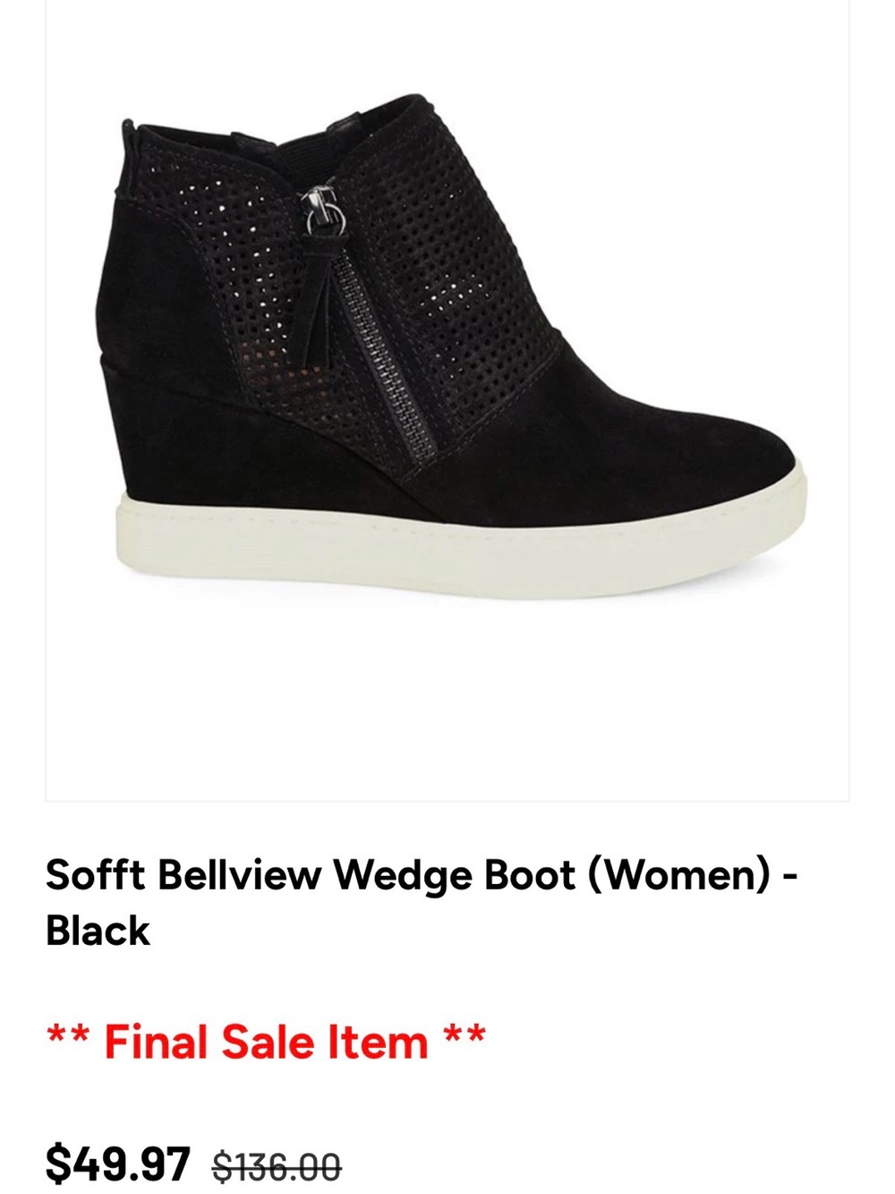 Soffe Black Perforated Wedge Slip-On Sneakers with Side Zip